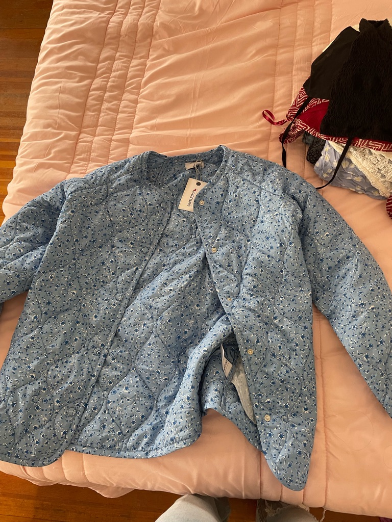 Light Blue Quilted Floral Jacket